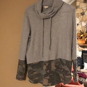 Popular cowl neck camo pullover